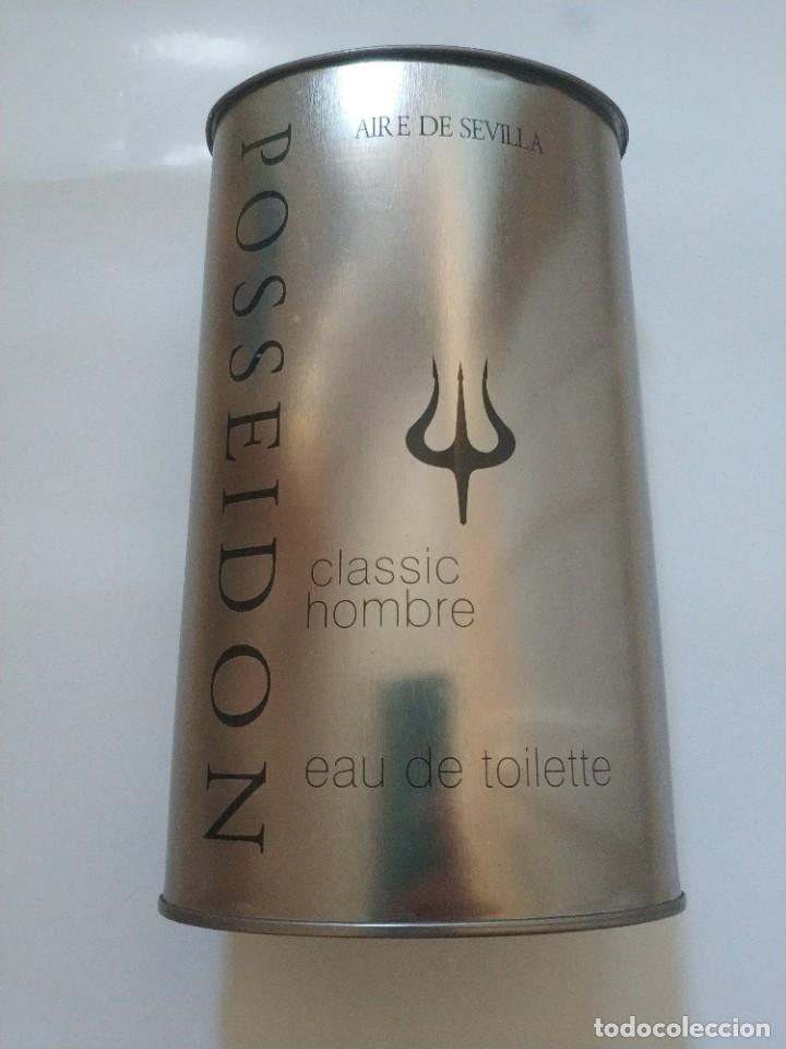 Cajas y cajitas met&aacute;licas: LATA PERFUME POSSEIDON CLASSIC HOME. AIRE DE SEVILLA (VACIA)