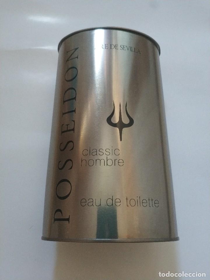 Cajas y cajitas met&aacute;licas: LATA PERFUME POSSEIDON CLASSIC HOME. AIRE DE SEVILLA (VACIA)
