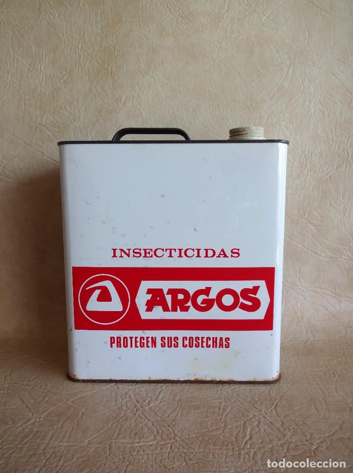 Cajas y cajitas met&aacute;licas: antigua lata insecticida argos 5 litros