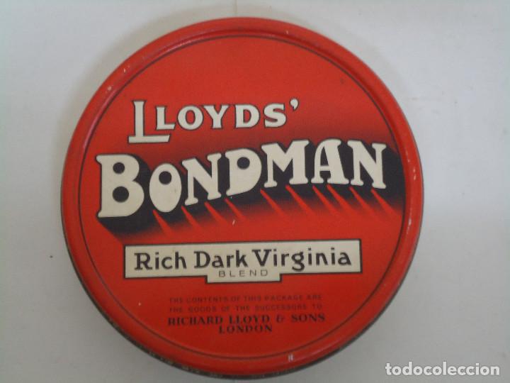 Bo&icirc;tes et petites bo&icirc;tes m&eacute;talliques: ANTIGUA CAJA METALICA DE TABACO MARCA LLOYDS BONDMAN. -- 12