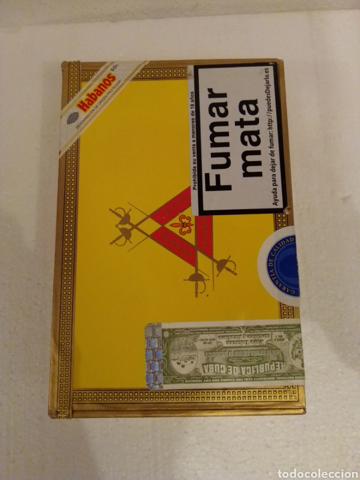 Cajas y cajitas met&aacute;licas: Caja de puros vac&iacute;a monte Cristo Habana 22&times;14&times;3