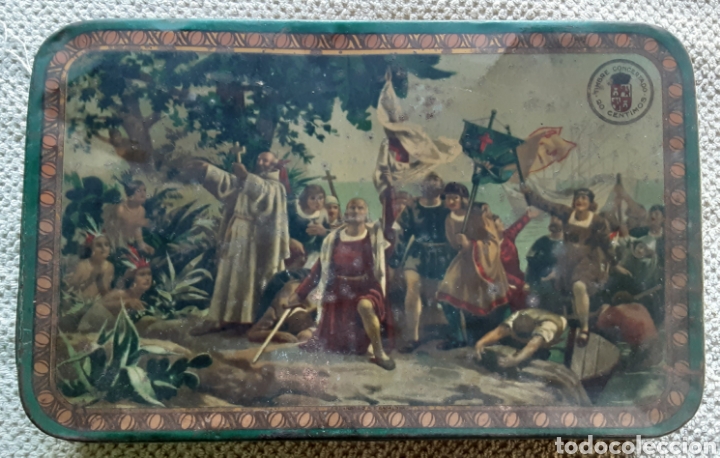 Cajas y cajitas met&aacute;licas: Antigua caja metalica Manuel Velasco Estepa dulce de membrillo clase preferente