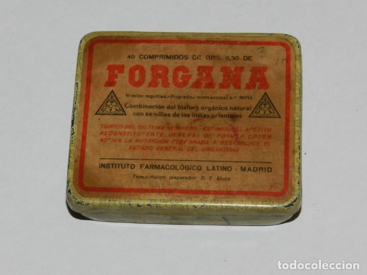 Blechdosen und Kisten: Caja metalica forgana - instituto farmacologico latino, Madrid, Mide 6 x 5 cms.