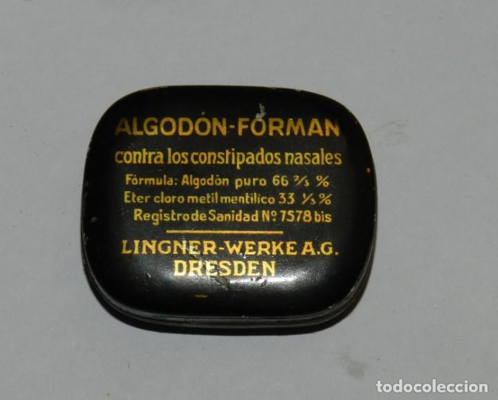 Boxes and metal boxes: CAJA METALICA ALGODON FORMAN CONTRA LOS CONSTIPADOS NASALES, MIDE APROX. 3,5 X 4 CM