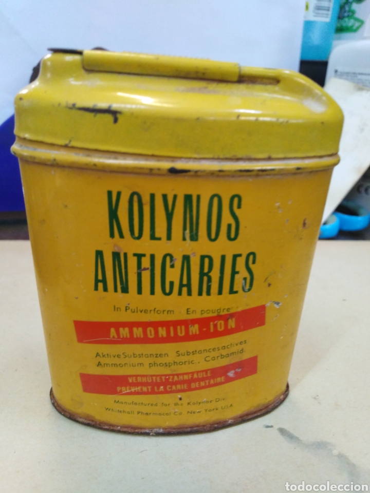 Cajas y cajitas met&aacute;licas: CAJA METAL-CARAMELOS KOLYNOS ANTICARIES,NEW YORK,A&Ntilde;OS 60,MUY RARA,