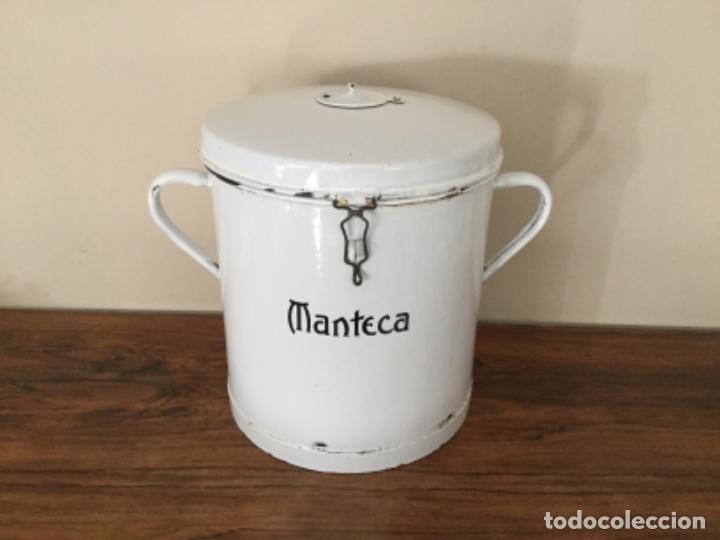 Cajas y cajitas met&aacute;licas: ENVASE recipiente PARA MANTECA met&aacute;lico ESMALTADO. Antiguo Colmado. VINTAGE