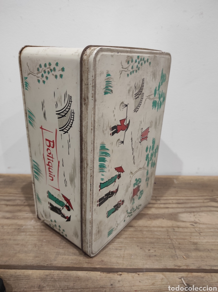 Cajas y cajitas met&aacute;licas: CAJA LATA DE COLA CAO, LITOGRAFIA BOTIQUIN, COLOR BLANCO