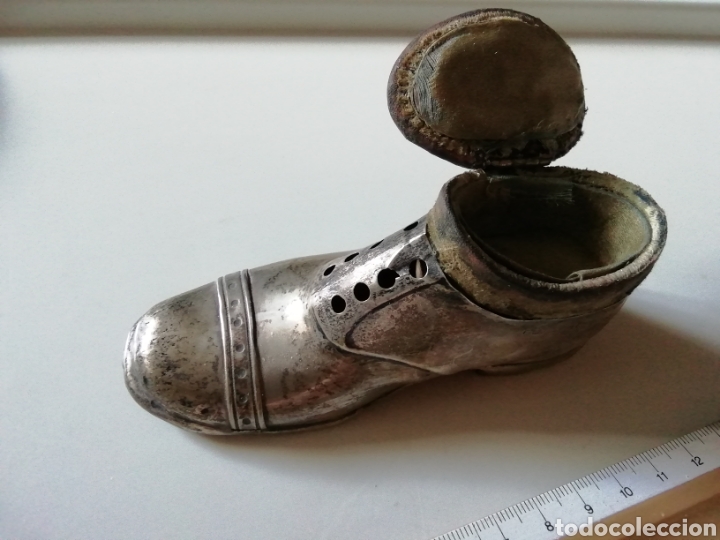 Cajas y cajitas met&aacute;licas: ZAPATO JOYERO DE PLATA SUELA MADERA
