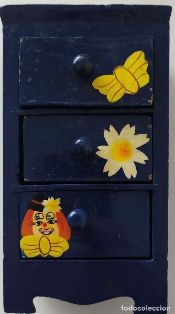 Cajas y cajitas met&aacute;licas: JOYERO AZUL PAYASO PINTADO A MANO