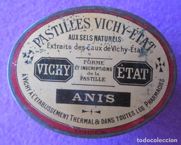 Boxes and metal boxes: CAJA CAJITA METALICA FARMACIA PASTILLAS VICHY-ETAT ANIS MIDE APROX. 5,5 X 7 CM