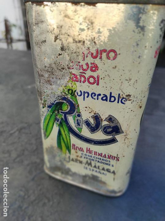 Cajas y cajitas met&aacute;licas: Lata de aceite Riva - Foto 3