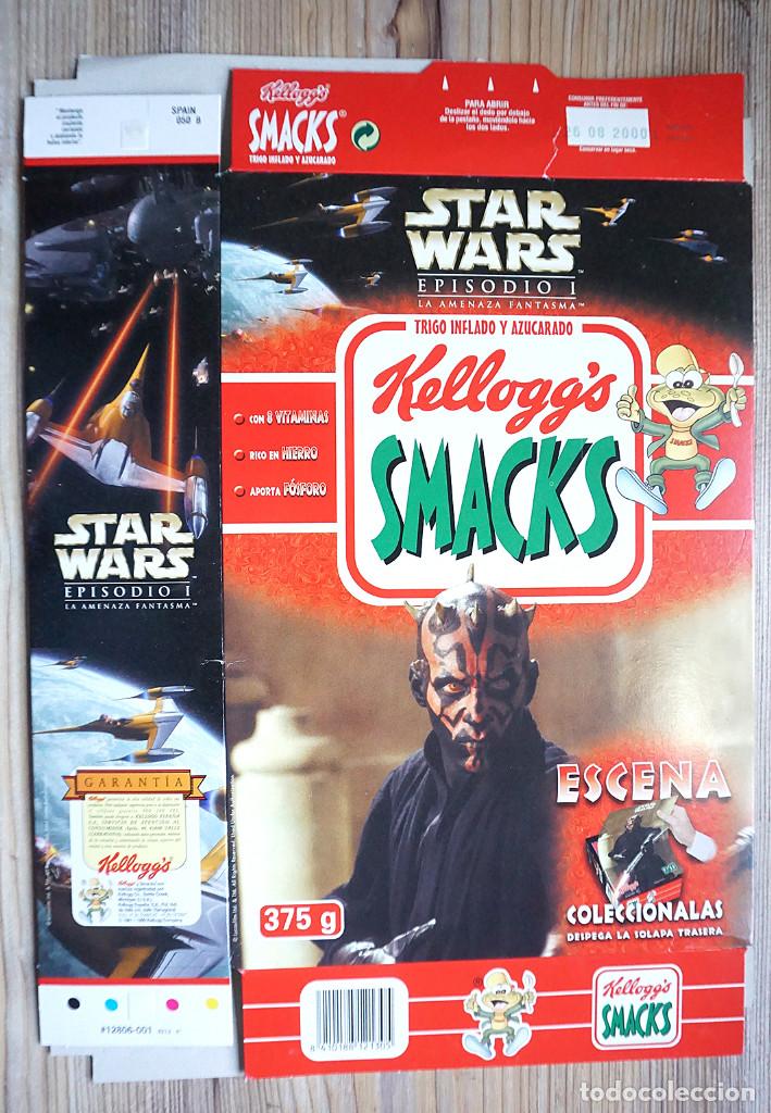 Blechdosen und Kisten: ENVASE CAJA CART&Oacute;N SMACKS KELLOGG'S STAR WARS EPISODIO I A&Ntilde;O 2000 KELLOGGS KELLOGG