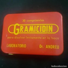 Cajas y cajitas metálicas: CAJA DE PLASTICO DEL MEDICAMENTO GRAMICIDIN DEL DR. ANDREU. Lote 243831085