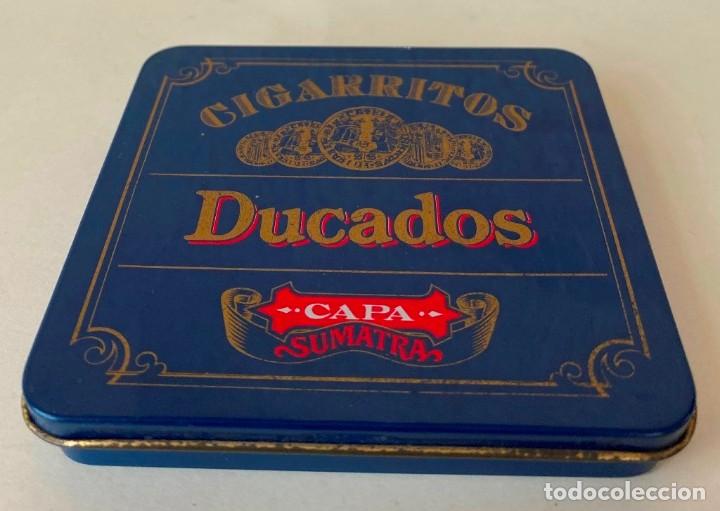 Cajas y cajitas met&aacute;licas: CAJA METALICA CIGARRILLOS DUCADOS, CAPA SUMATRA SIN CONTENIDO 9 CM X 8,5 CM X 1,5 CM 34 GR