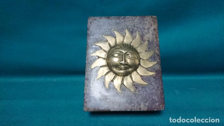 Cajas y cajitas met&aacute;licas: BONITA CAJA JOYERO DE PIEDRA CON SOL EN LA TAPA