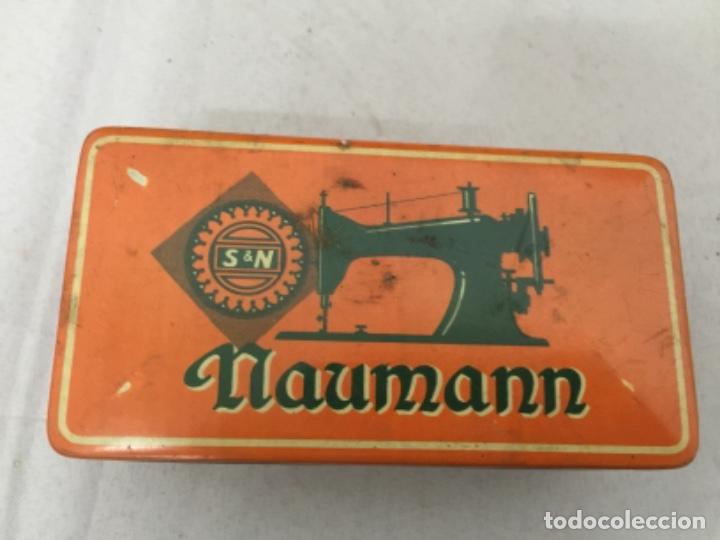 Cajas y cajitas met&aacute;licas: ANTIGUA LATA DE MAQUINAS DE COSER NAUMANN