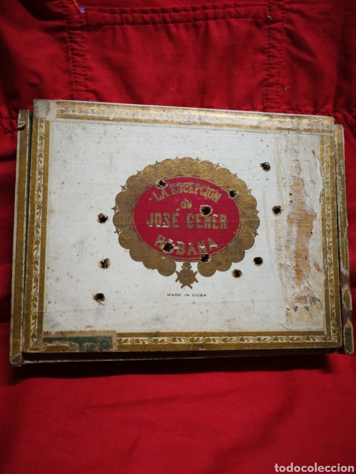 Cajas y cajitas met&aacute;licas: ANTIGUA CAJA DE PUROS JOS&Eacute; GENER- LA ESCEPCI&Oacute;N (HABANA-CUBA), 25 PALMAS N&deg;1.