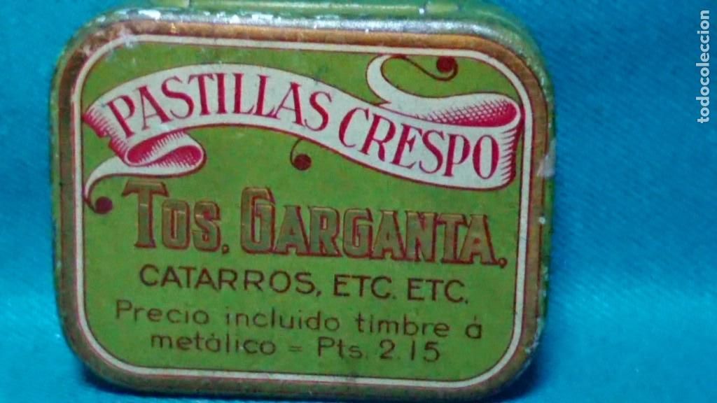 Bo&icirc;tes et petites bo&icirc;tes m&eacute;talliques: ANTIGUA CAJA MET&Aacute;LICA FARMACIA PASTILLAS CRESPO TOS GARGANTA