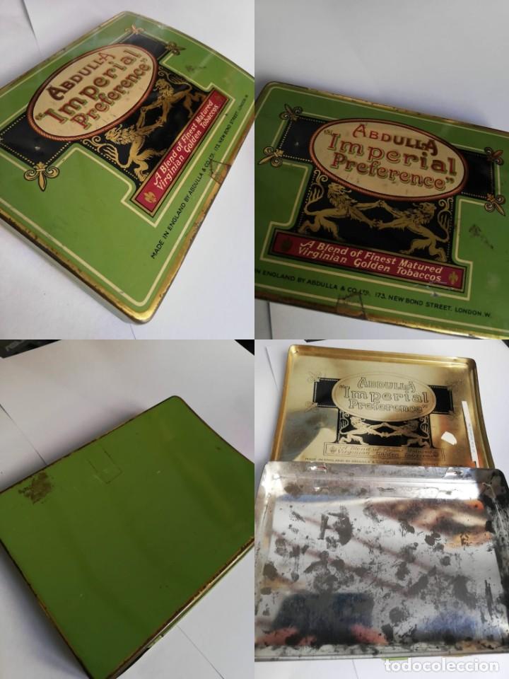 Caixas e caixinhas met&aacute;licas: ANTIGUA CAJA MET&Aacute;LICA / OLD METAL TOBACCO BOX : ABDULLA IMPERIAL PREFERENCE TOBACCOS (1950)