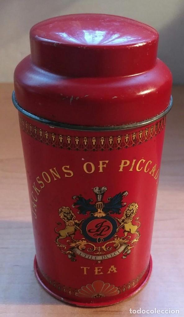 Boxes and metal boxes: 86 Caja / Tarro met&aacute;lica rojo JACKSONS OF PICCADILLY TEA - 10cm x 5.50cm di&aacute;metro