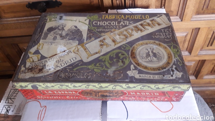 Cajas y cajitas met&aacute;licas: Antigua caja met&aacute;lica, F&aacute;brica Modelo de Chocolates La Espa&ntilde;a