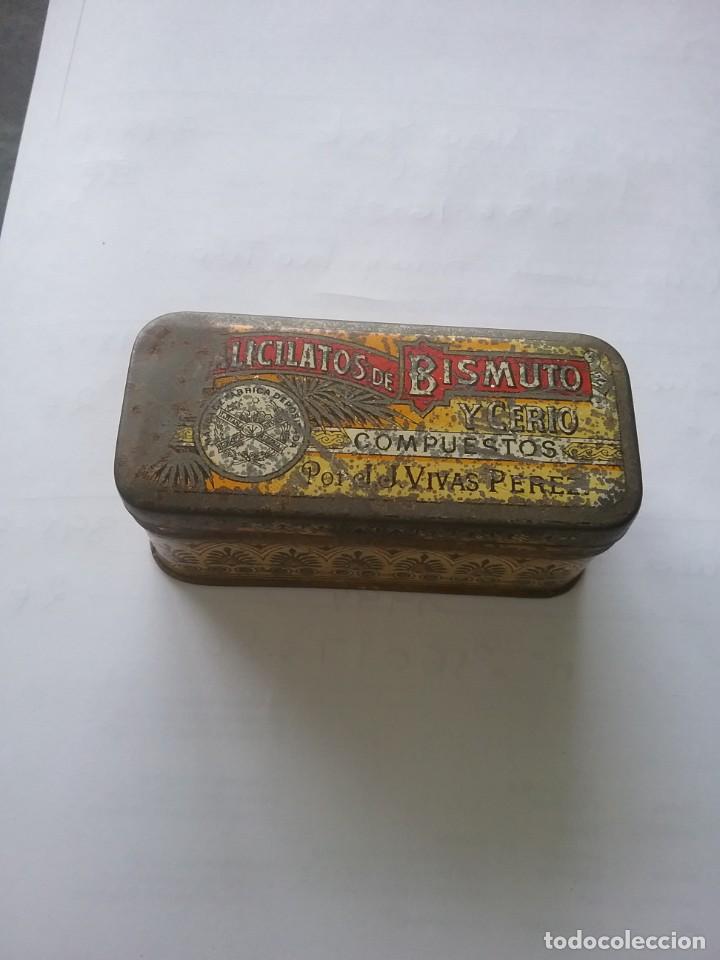 Cajas y cajitas met&aacute;licas: Antigua Caja met&aacute;lica. SALICILATOS DE BISMUTO Y CERIO (399-3)