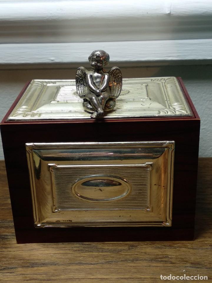 Cajas y cajitas met&aacute;licas: Caja joyero madera y plata vintage