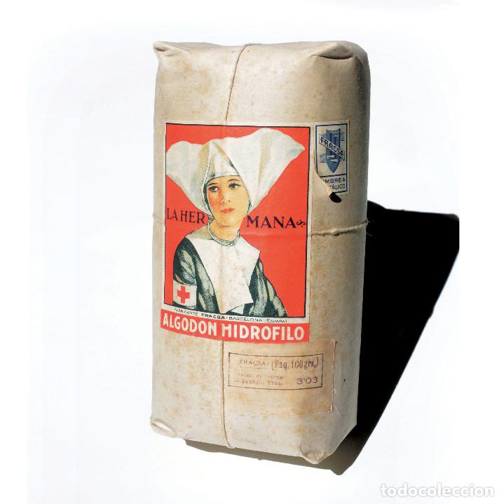 Cajas y cajitas met&aacute;licas: LA HERMANA. FRACSA. ALGODON HIDROFILO. ENVASADO EN PAPEL. CAMBRIC. CATALUNYA. SIN DESPRECINTAR.