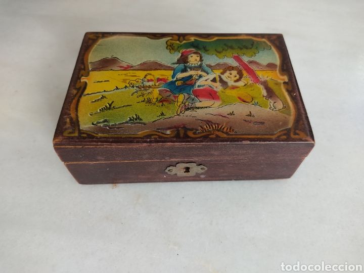 Boxes and metal boxes: bonita antigua caja madera con dibujo