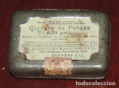 Blechdosen und Kisten: CAJA METALICA DE CLORATO DE POTASA, MARCA TABLOID, FARMACIA, MIDE 4,5 X 3,3 CMS.