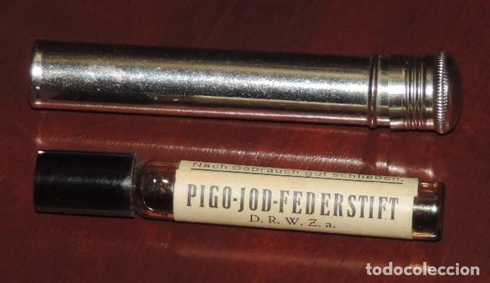 Casse e cassette metalliche: PEQUE&Ntilde;A CAJITA METALICA CON FRASCO DE FARMACIA PIGO-JOD-FEDERSTIFT, MIDE 7,5 CMS.
