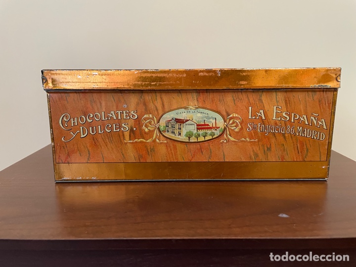 Cajas y cajitas met&aacute;licas: ANTIGUA LATA DE CHOCOLATES Y DULCES LA ESPA&Ntilde;A - Foto 2