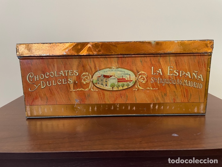 Cajas y cajitas met&aacute;licas: ANTIGUA LATA DE CHOCOLATES Y DULCES LA ESPA&Ntilde;A - Foto 4