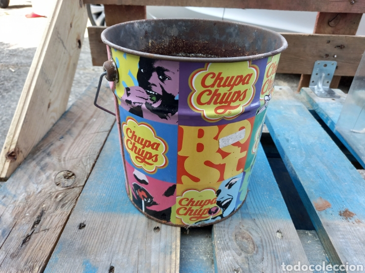 Blechdosen und Kisten: Bote Lata Bid&oacute;n con Asa tipo vintage Chupa Chups Medidas 19 x 20