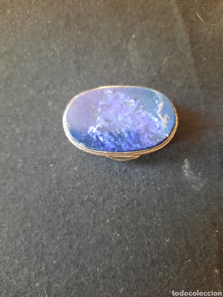 Cajas y cajitas met&aacute;licas: Cajita pastillero de plata 925 con piedra lapisazuli