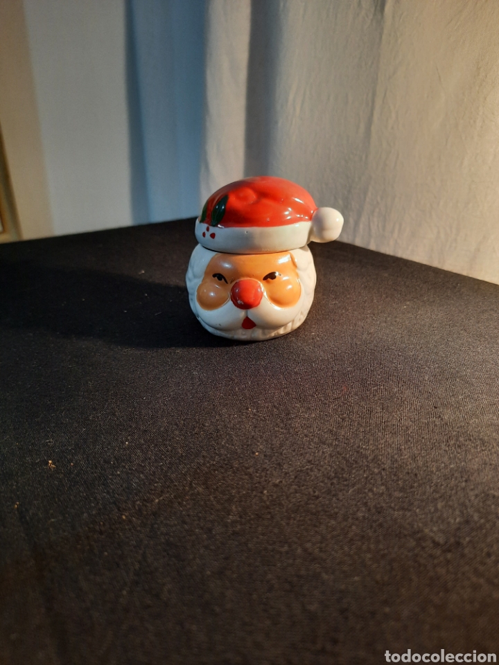 Cajas y cajitas met&aacute;licas: Caja porcelana cabeza Pap&aacute; Noel con vela.