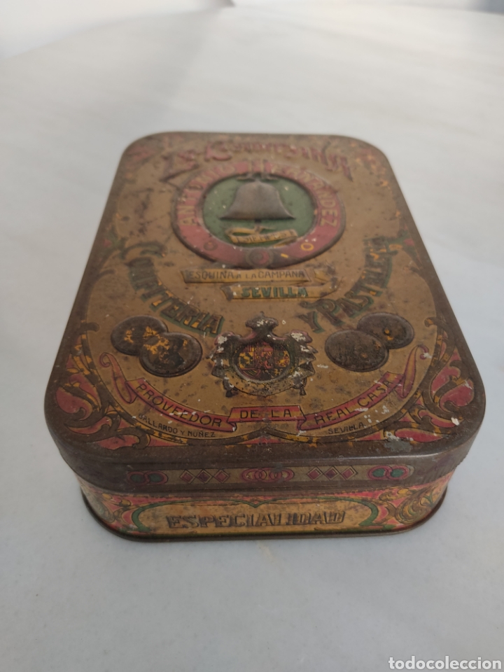 Boxes and metal boxes: Antigua caja de hojalata litografiada La Campana Antonio Hern&aacute;ndez Sevilla