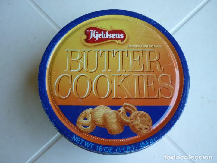Bo&icirc;tes et petites bo&icirc;tes m&eacute;talliques: CAJA METALICA DE GALLETAS BUTTER COOKIES KJELDSENS