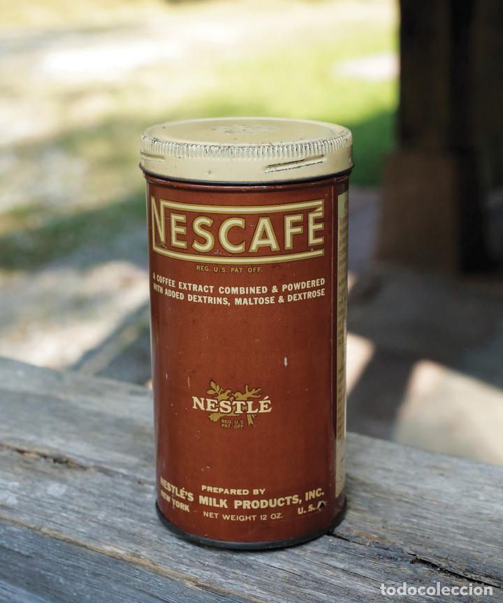 Bo&icirc;tes et petites bo&icirc;tes m&eacute;talliques: BOTE DE NESCAF&Eacute;, METAL LITOGRAFIADO. LA PINTURA EST&Aacute; IMPRESA DIRECTAMENTE SOBRE LA CHAPA. NEW YORK.