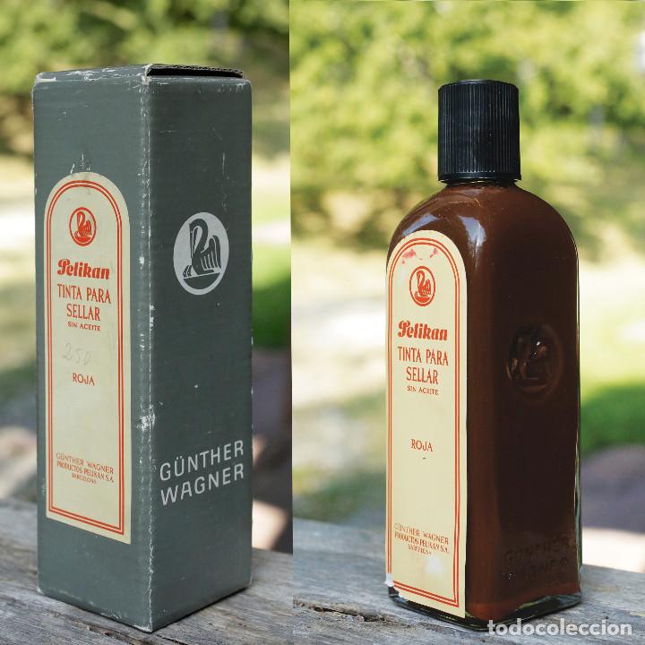 Bo&icirc;tes et petites bo&icirc;tes m&eacute;talliques: PELIKAN. TINTA PARA SELLAR ROJA SIN ACEITE. G&Uuml;NTER WAGNER. CAJA CART&Oacute;N+FRASCO DE VIDRIO SIN ABRIR.