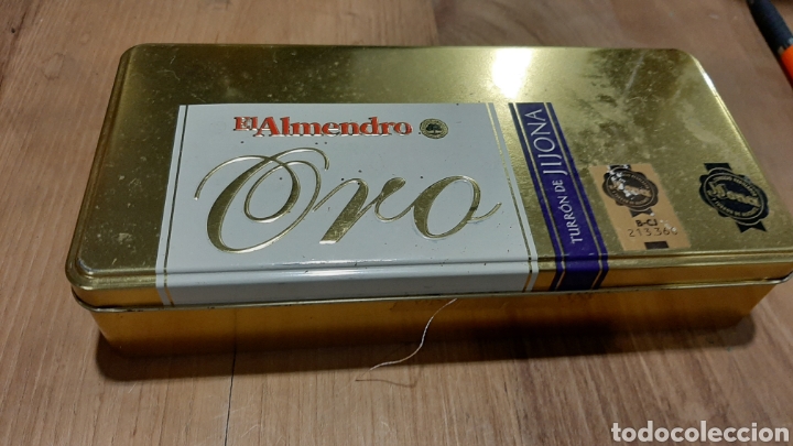 Cajas y cajitas met&aacute;licas: 2004 caja vacia torron el almendro oro metal