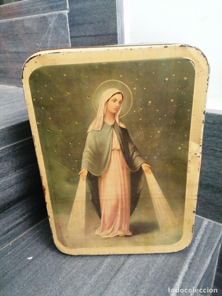 Cajas y cajitas met&aacute;licas: Lata caja de membrillo VIRGEN LA MILAGROSA C&Oacute;RDOBA PUENTE GENIL ALEJANDRO GONZ&Aacute;LEZ