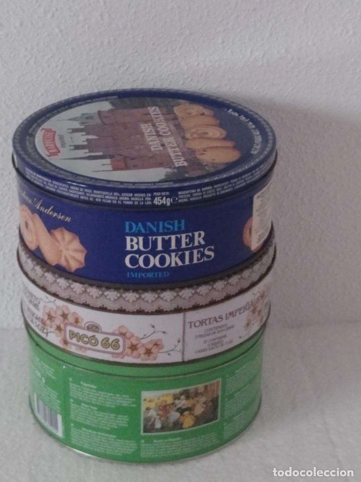 Cajas y cajitas met&aacute;licas: LOTE TRES CAJAS REDONDAS GALLETAS