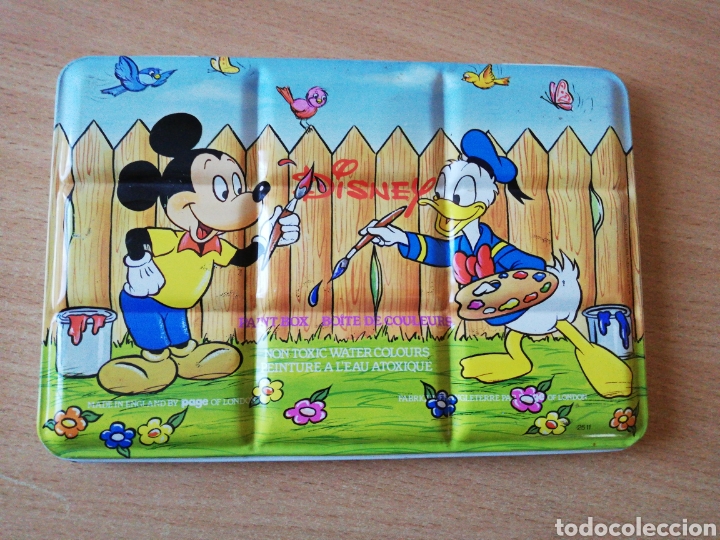 Cajas y cajitas met&aacute;licas: RETRO ANTIGUA CAJA DE ACUARELAS DISNEY EL PATO DONSL Y MICKEY MOUSE