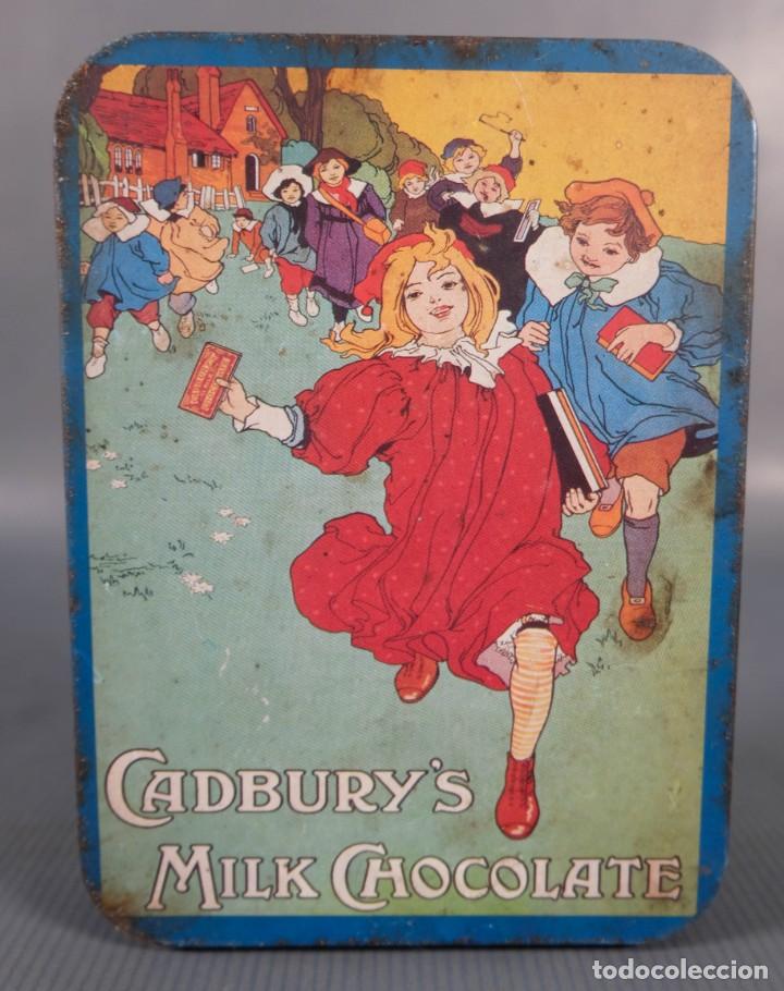 Blechdosen und Kisten: Antigua caja de hojalata Cadbury&rsquo;s Millk chocolate Escena ni&ntilde;os