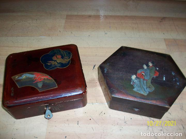 Cajas y cajitas met&aacute;licas: LOTE DE 2 CAJAS ANTIGUAS DE MADERA - Foto 1