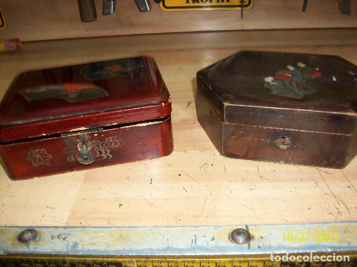 Cajas y cajitas met&aacute;licas: LOTE DE 2 CAJAS ANTIGUAS DE MADERA - Foto 2
