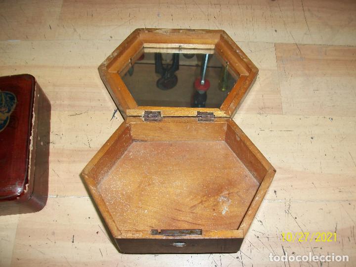 Cajas y cajitas met&aacute;licas: LOTE DE 2 CAJAS ANTIGUAS DE MADERA - Foto 6