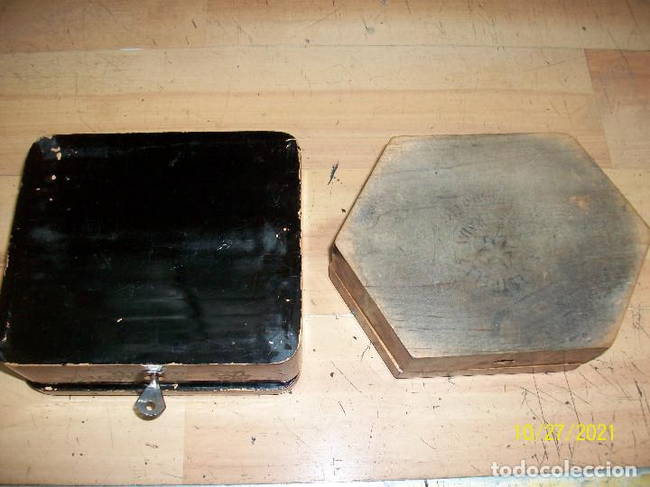 Cajas y cajitas met&aacute;licas: LOTE DE 2 CAJAS ANTIGUAS DE MADERA - Foto 7