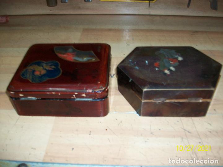Cajas y cajitas met&aacute;licas: LOTE DE 2 CAJAS ANTIGUAS DE MADERA - Foto 8